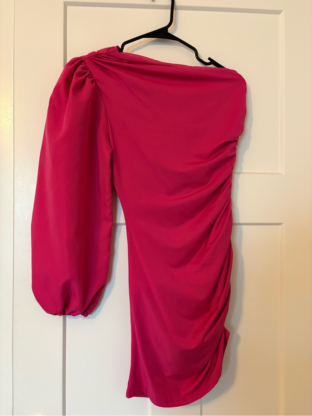 SHEIN Hot Pink One-Shoulder Ruched Dress